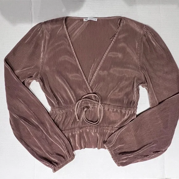 ZARA Coklat Pleated Blouse - Picture 2 of 4